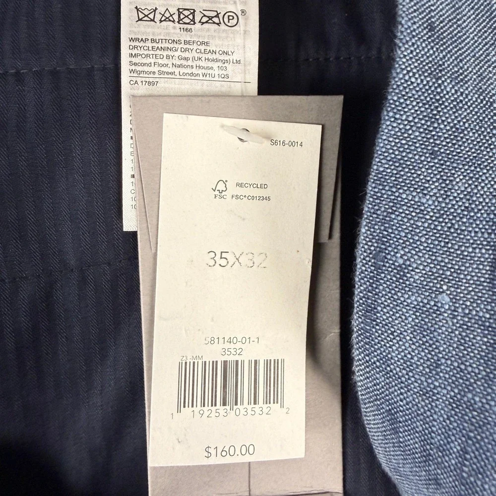Banana‎ Republic Slim Fit 35x32 Blue Chino Dress Pants Men's Casual Business